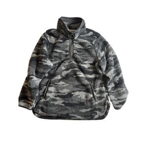 Cozy Sherpa Black And Gray Camp Pullover XXL